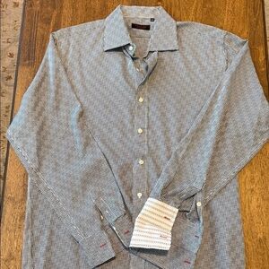 Men’s Black and White Patterned Button Down Shirt